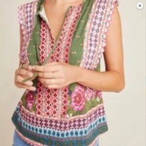 NWOT Anthropologie cap sleeve top XL